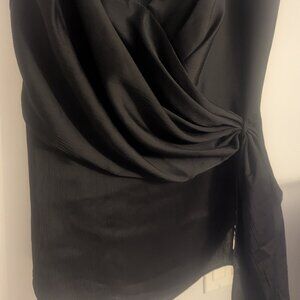 ASTR The Label Black Spaghetti-Strap Crop Top — Side Tie, Back Zipper